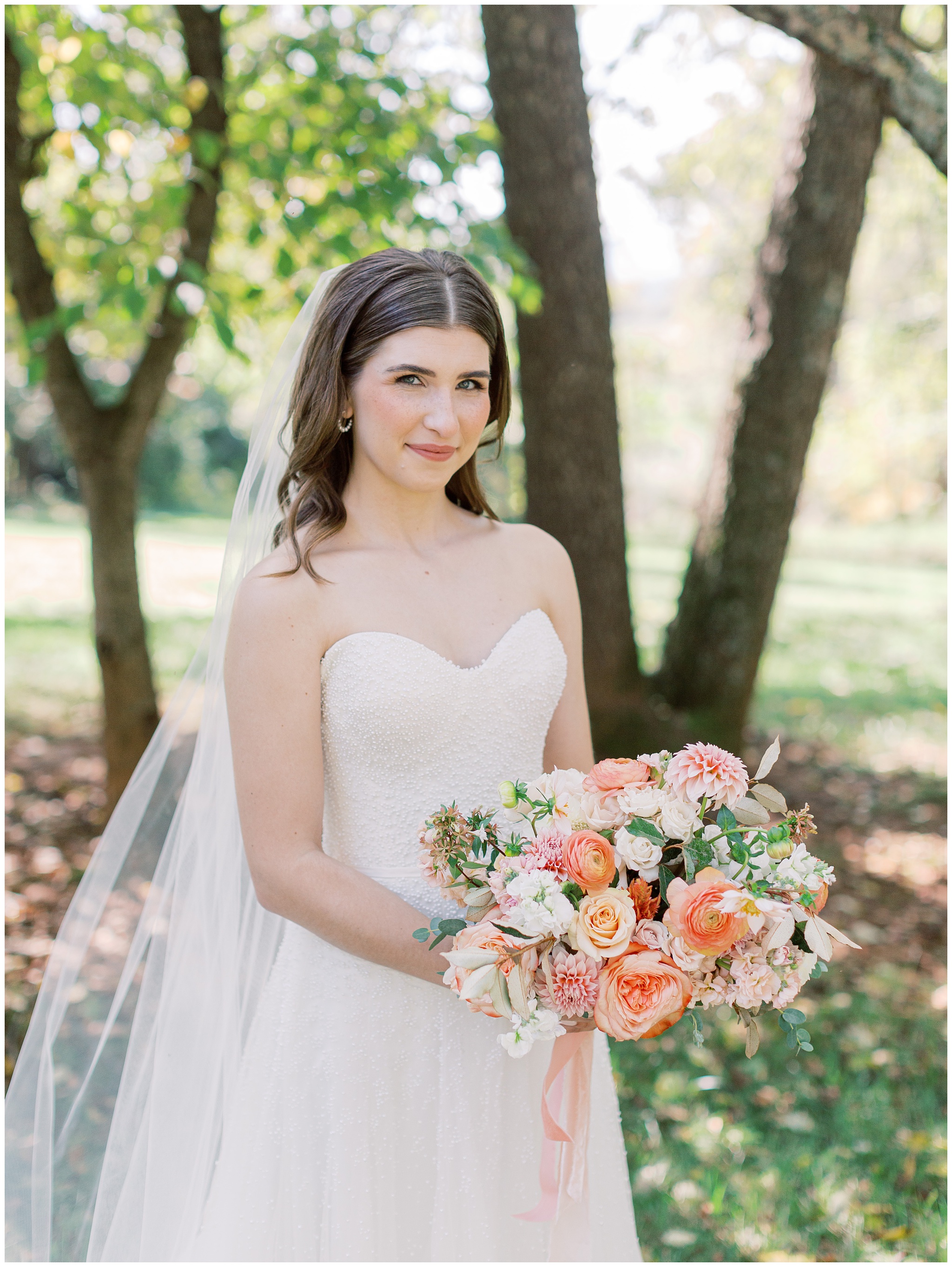 Oak Barn at Loyalty fall wedding photo of bride