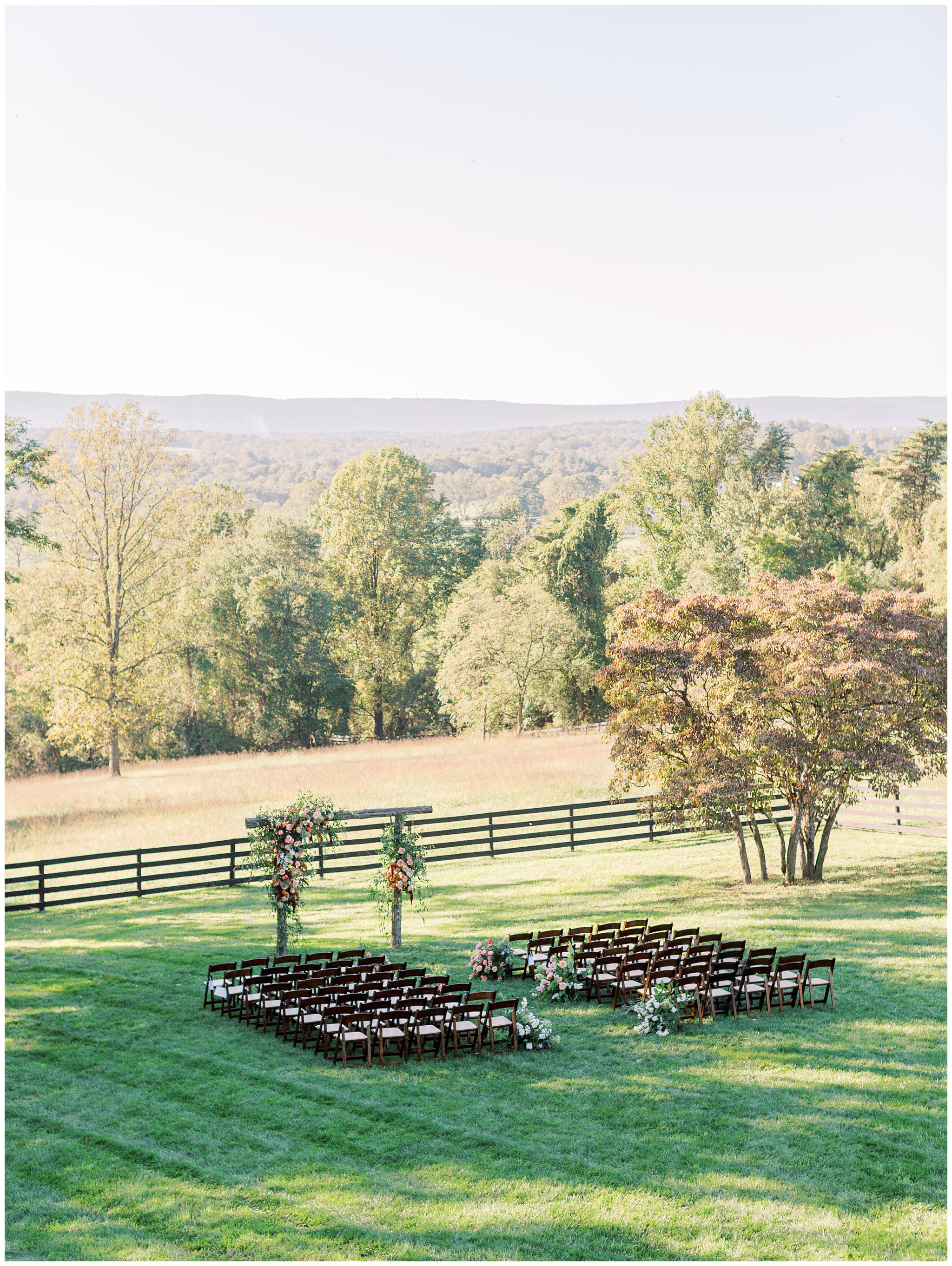 Oak Barn at Loyalty fall wedding photo of ceremony space