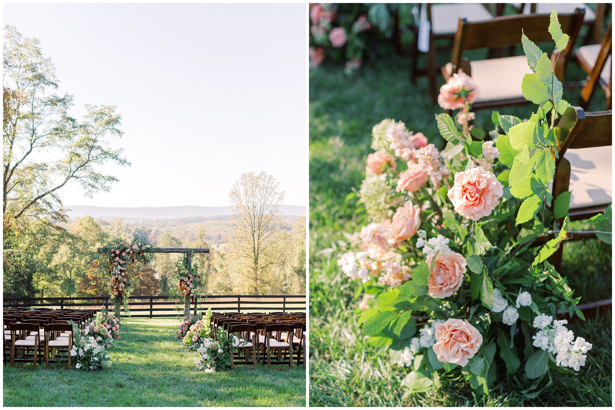 Oak Barn at Loyalty fall wedding photo of ceremony space