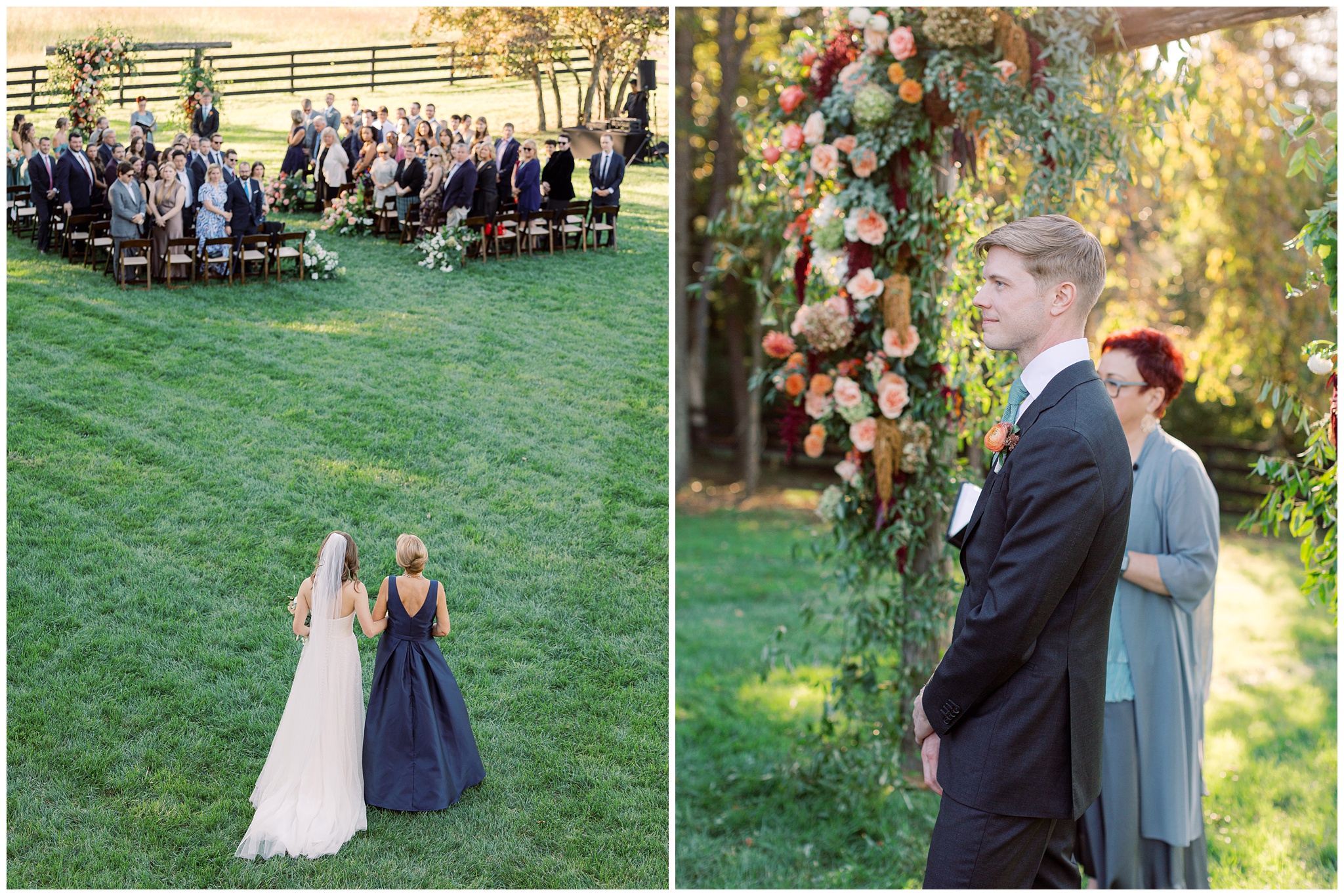 Oak Barn at Loyalty fall wedding photos of ceremony