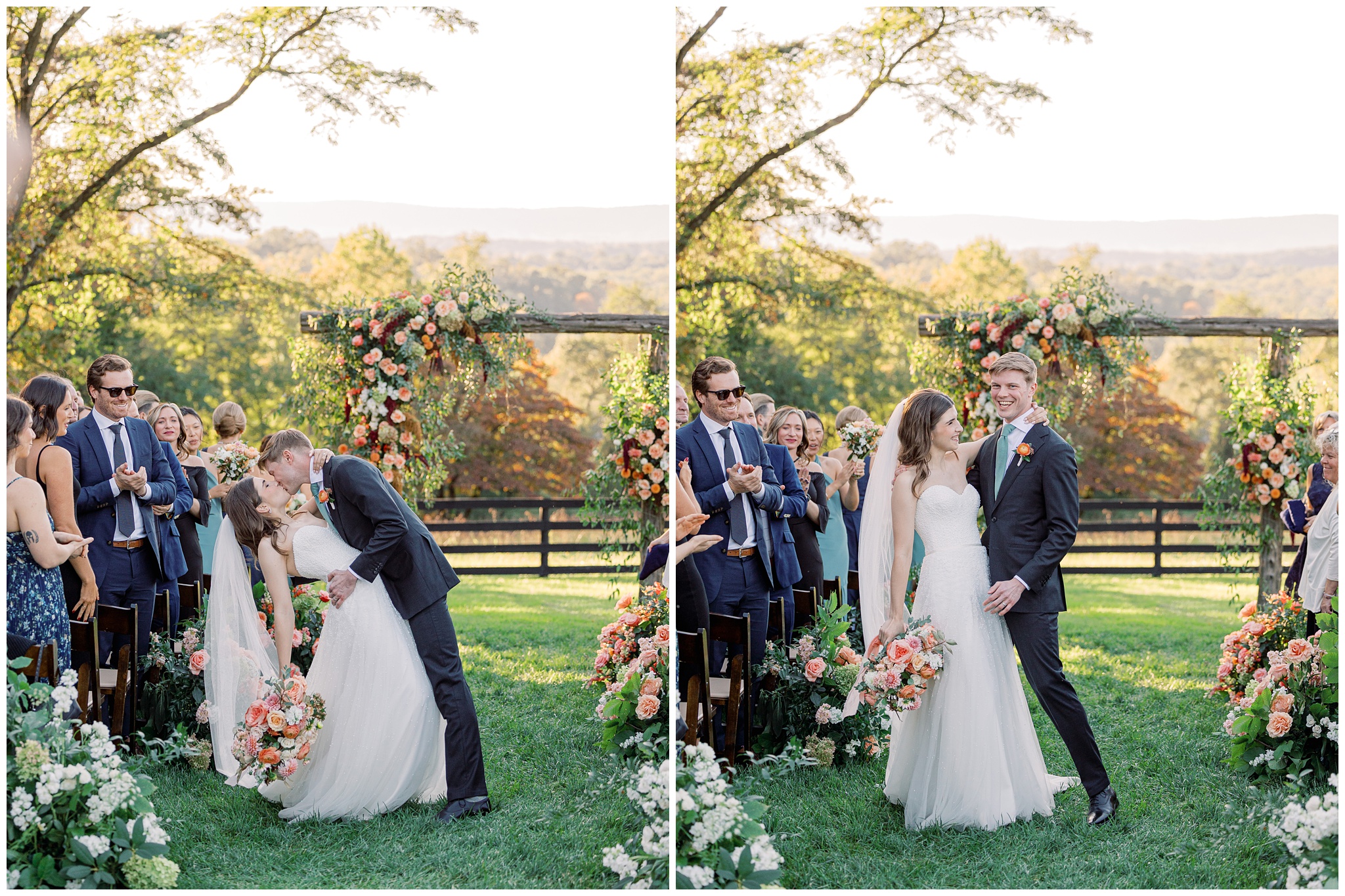 Oak Barn at Loyalty fall wedding photos of ceremony