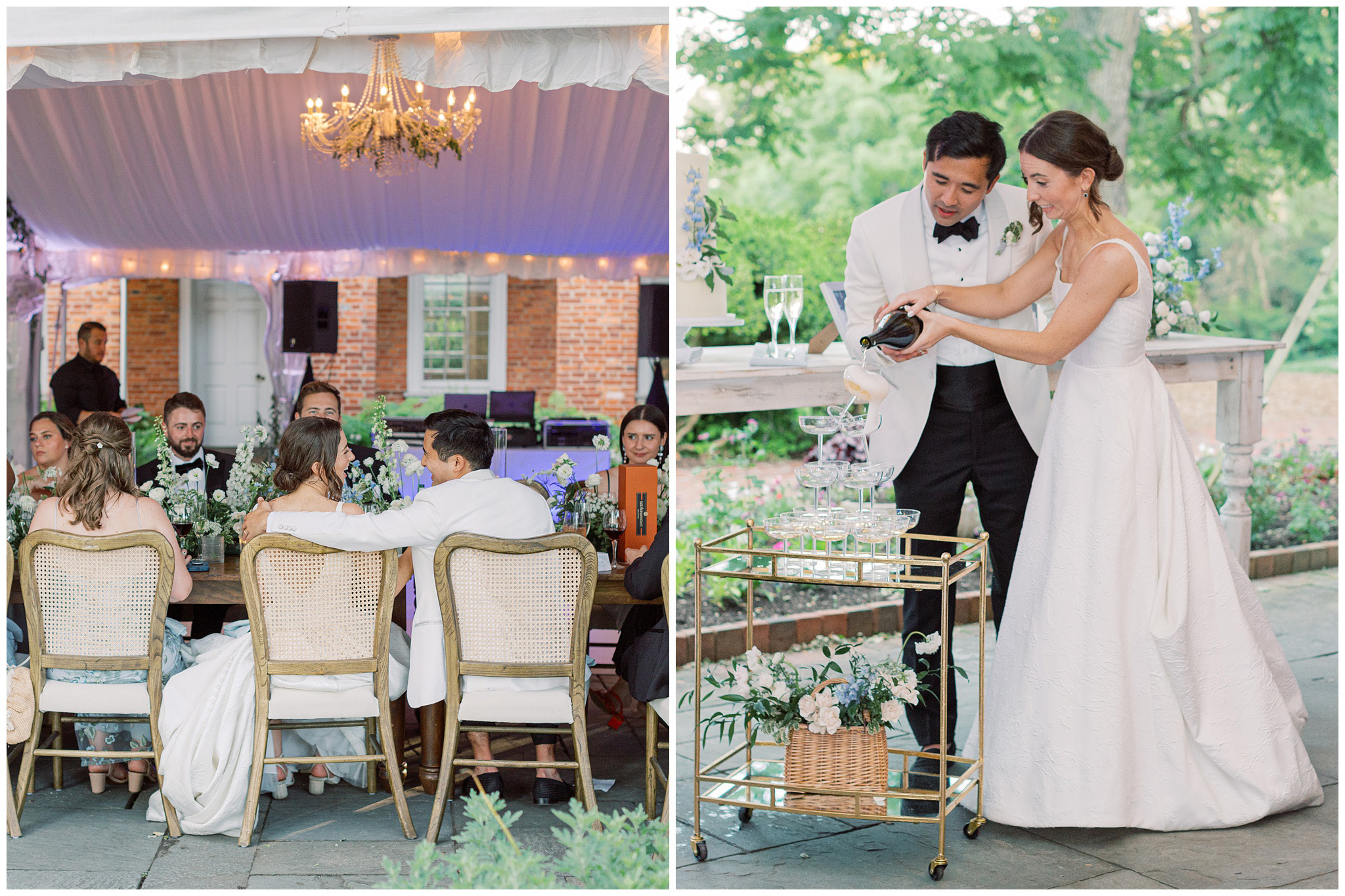 bride and groom at wedding reception