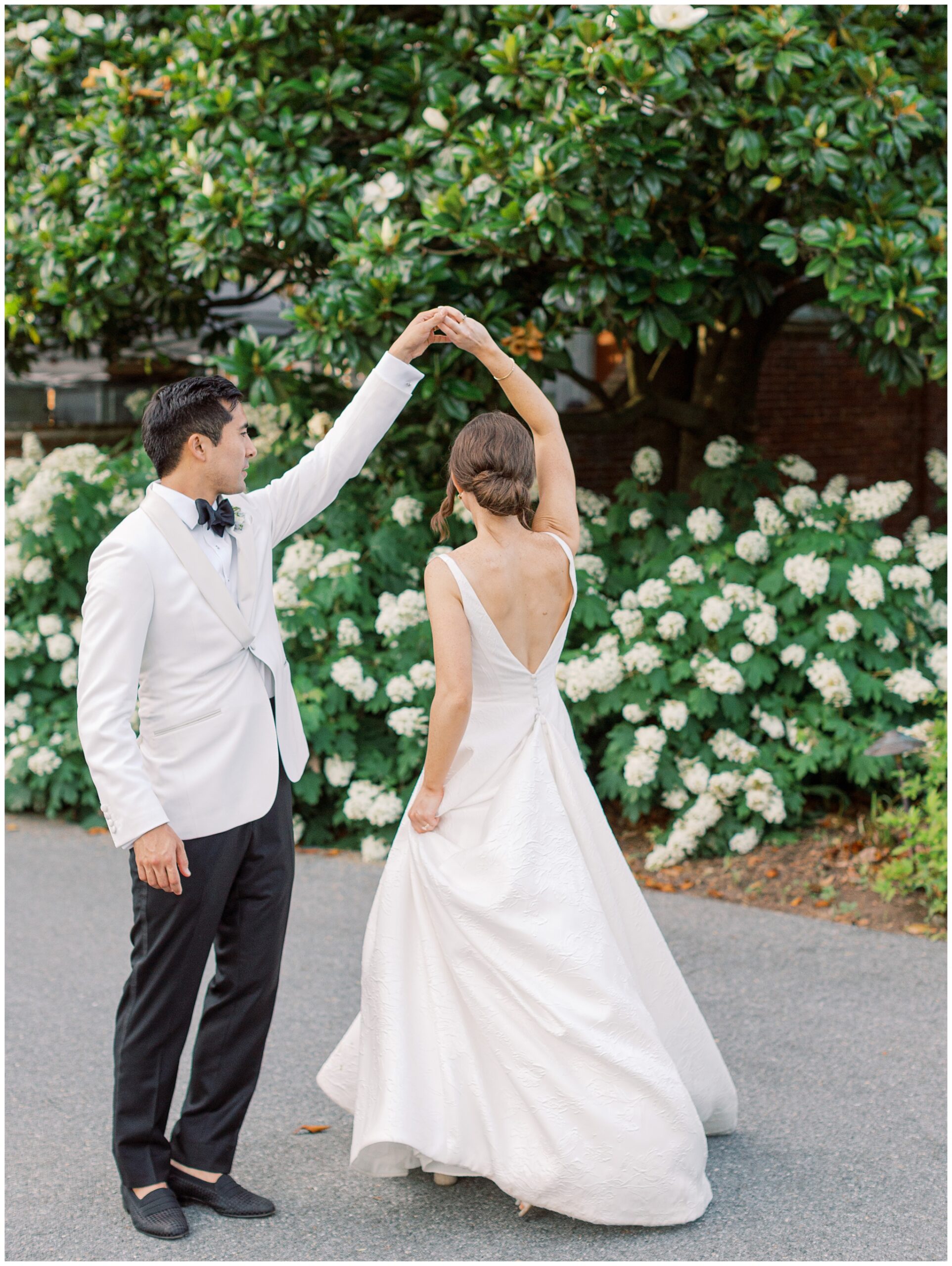 River Farm wedding photo of bride and groom