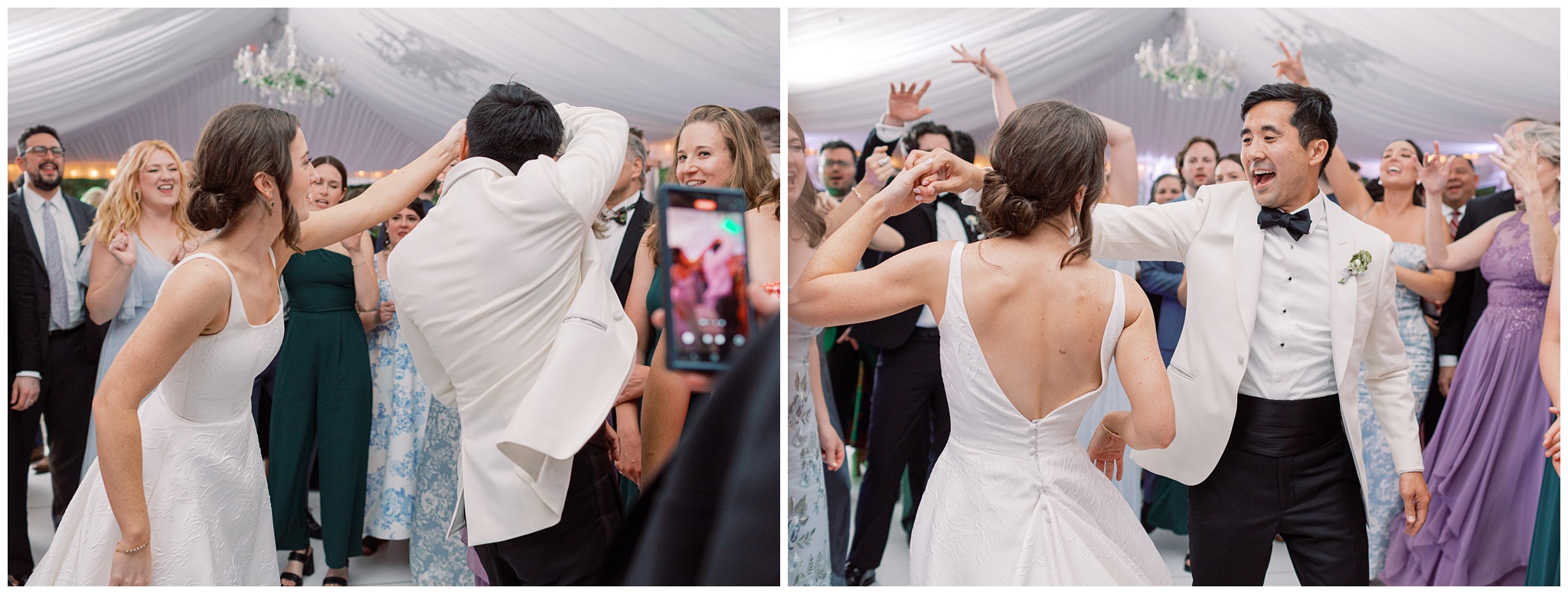 bride and groom dancing