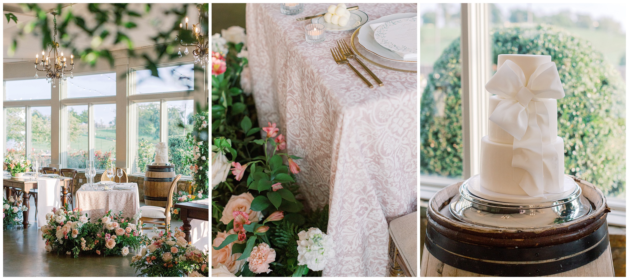 Reception detail photos at Stone Tower Winery wedding