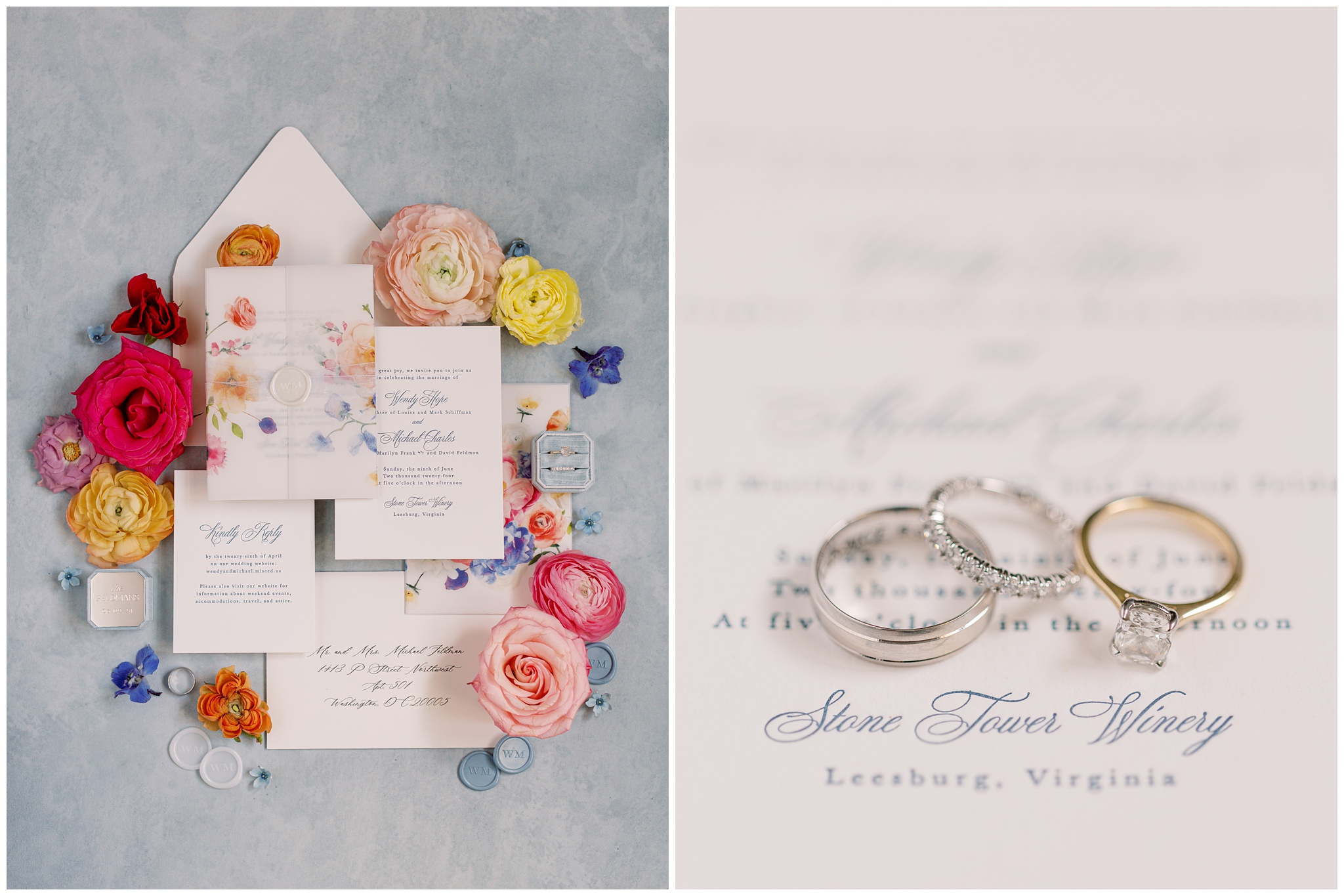 wedding invitation and rings