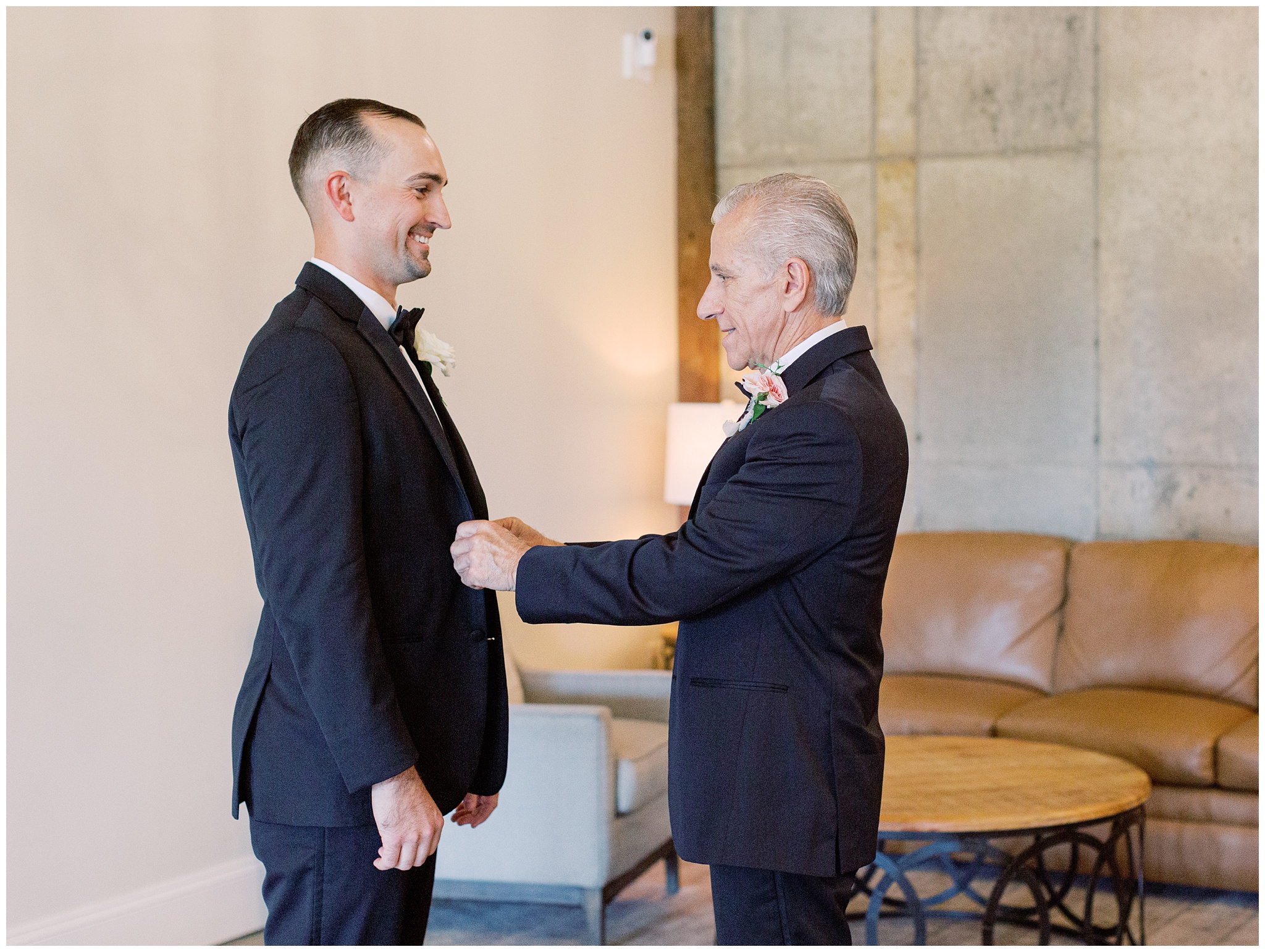 Groom getting ready with his dad