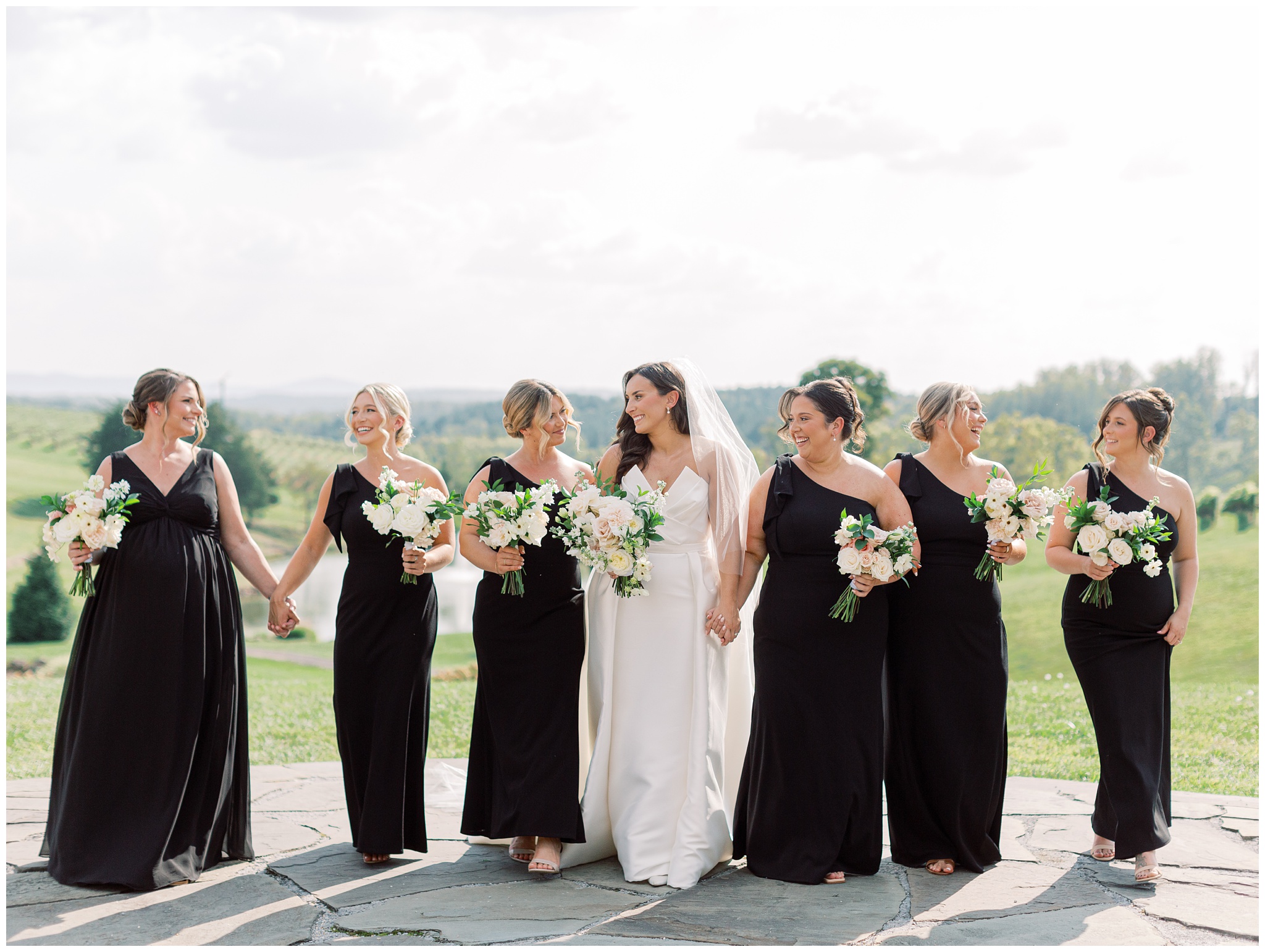 Bride and Bridesmaids at Stone Tower Winery wedding