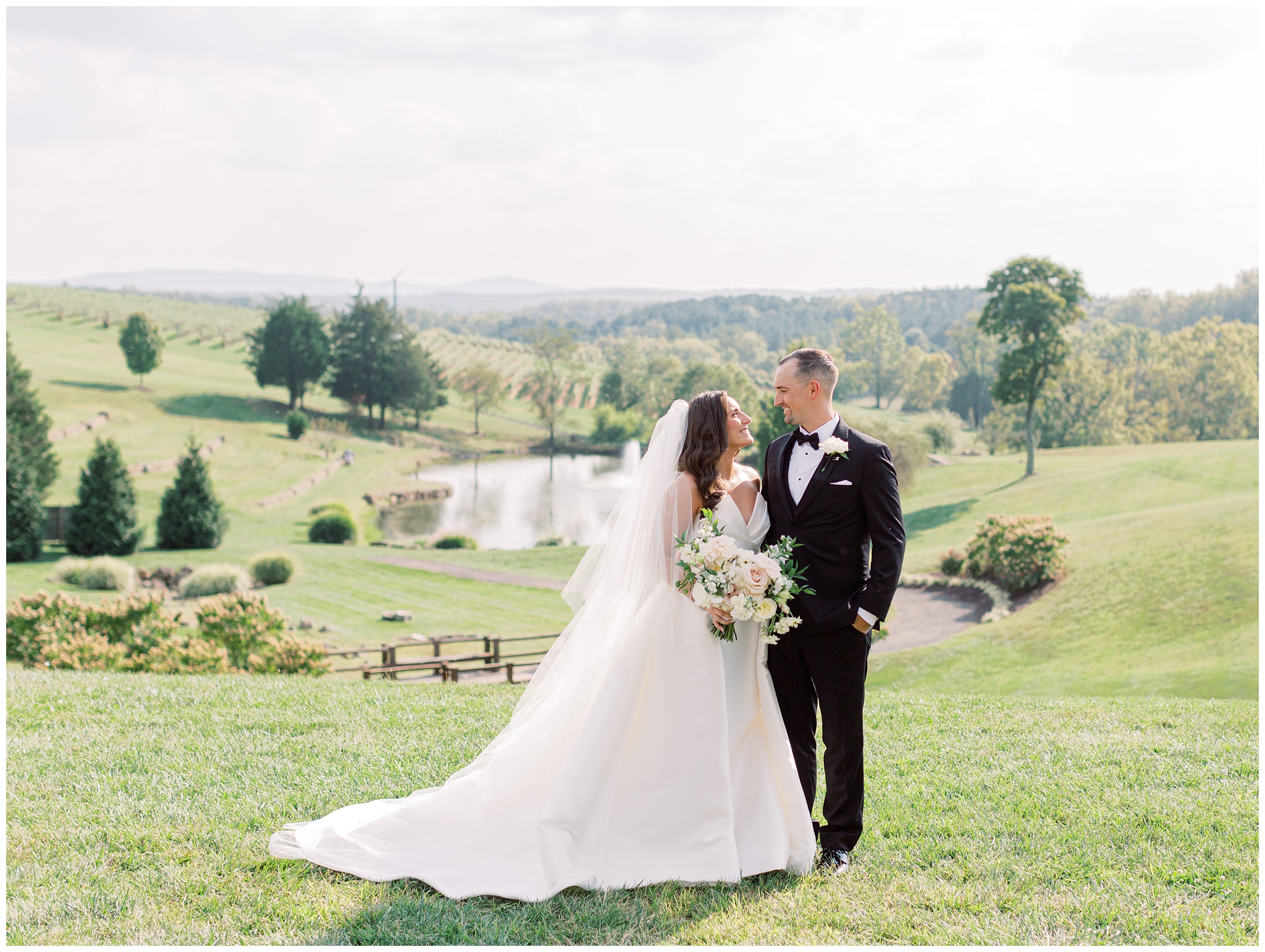 Bride and Groom portrait at Stone Tower Winery wedding