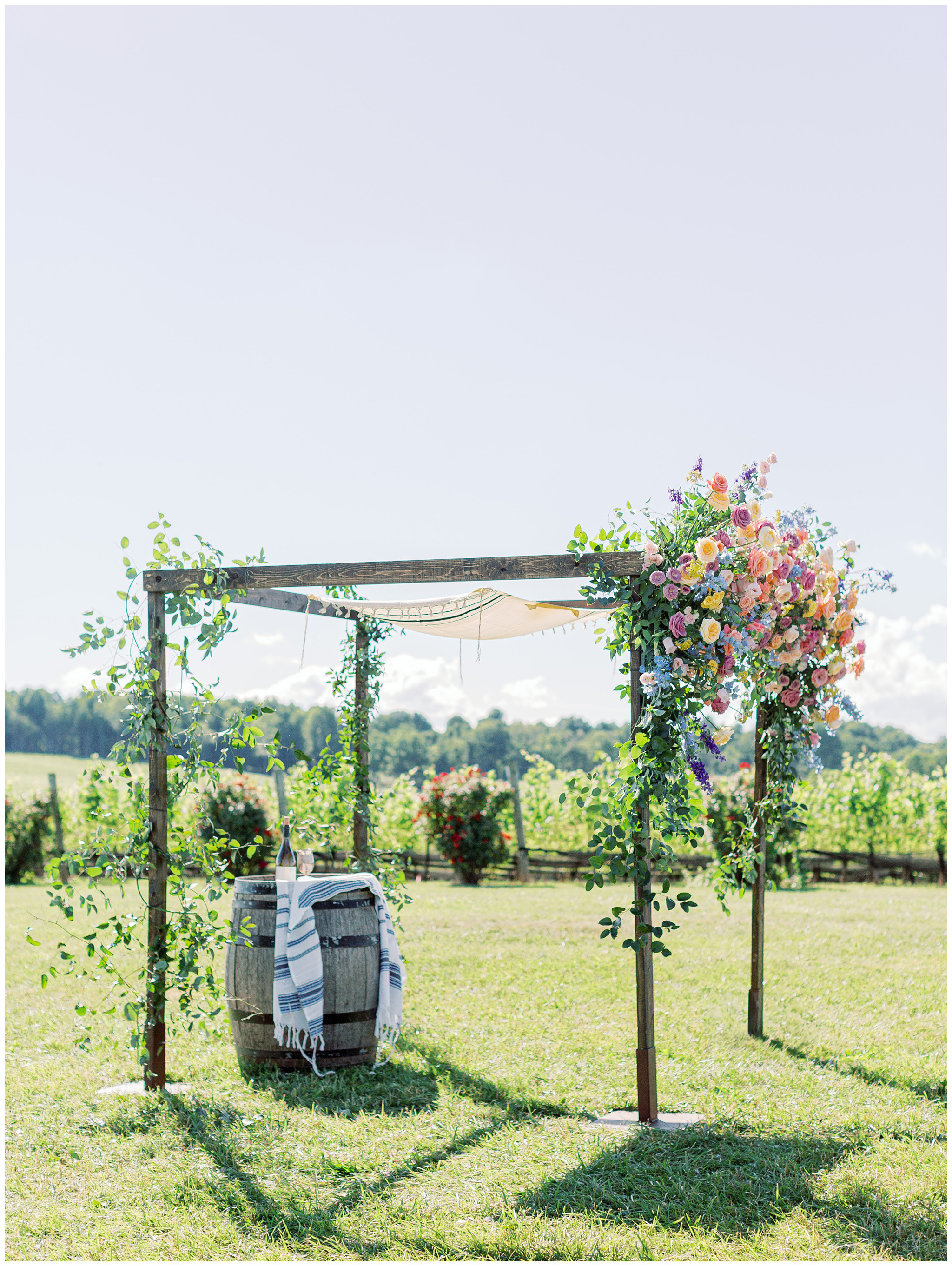 Stone Tower Winery wedding ceremony chuppah details