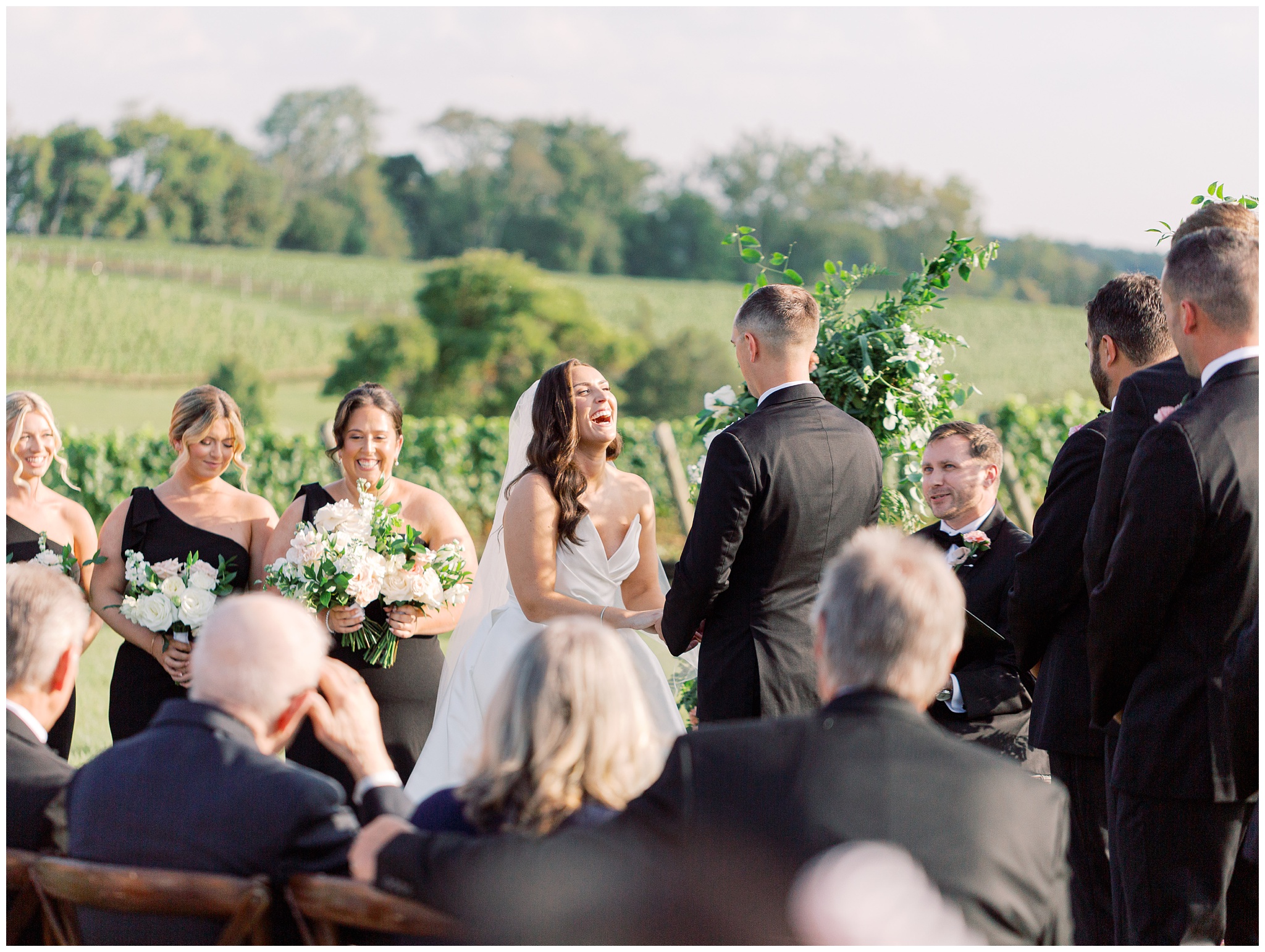 Bride laughing during ceremony