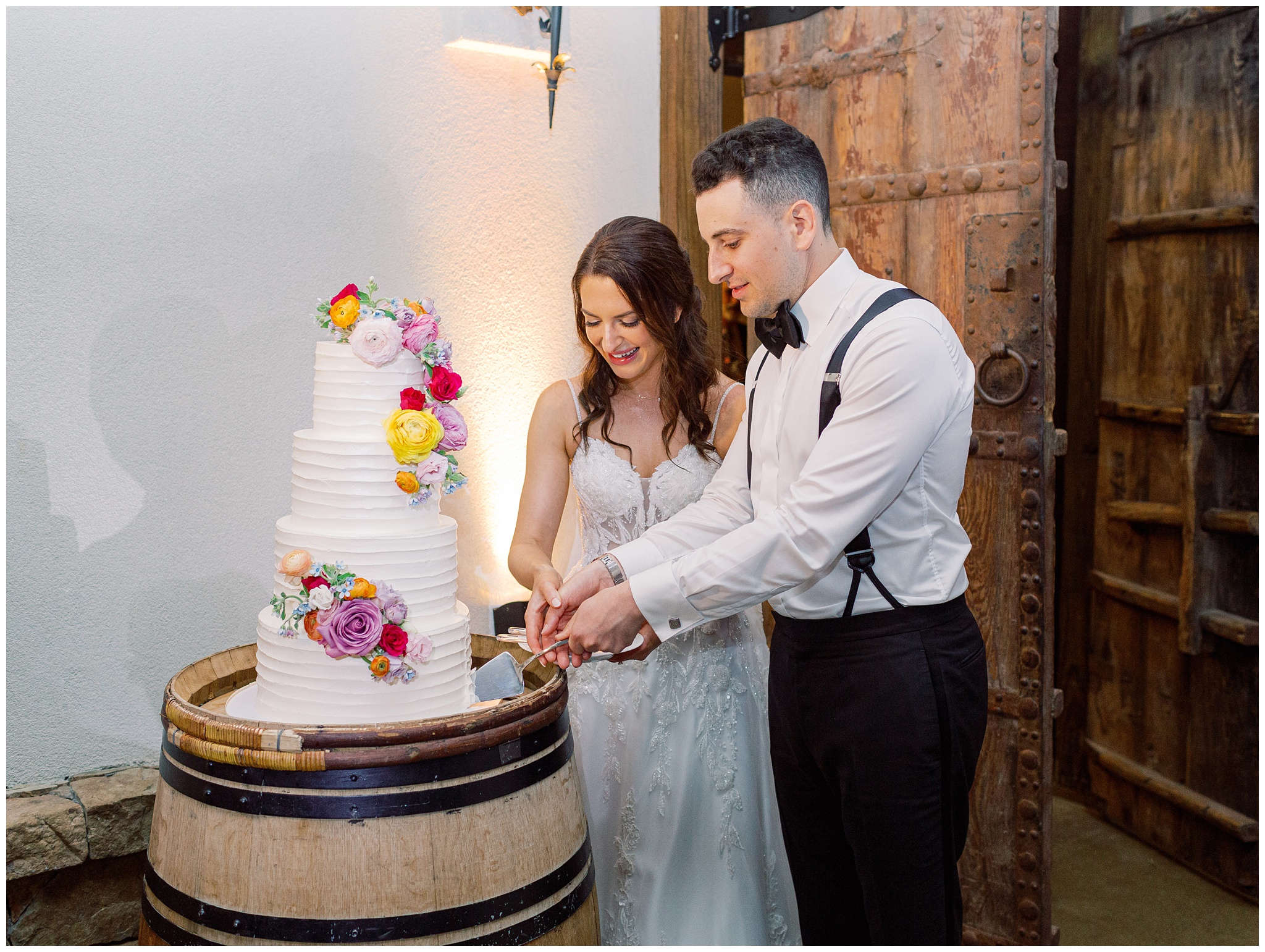 Bride and Groom cutting cake