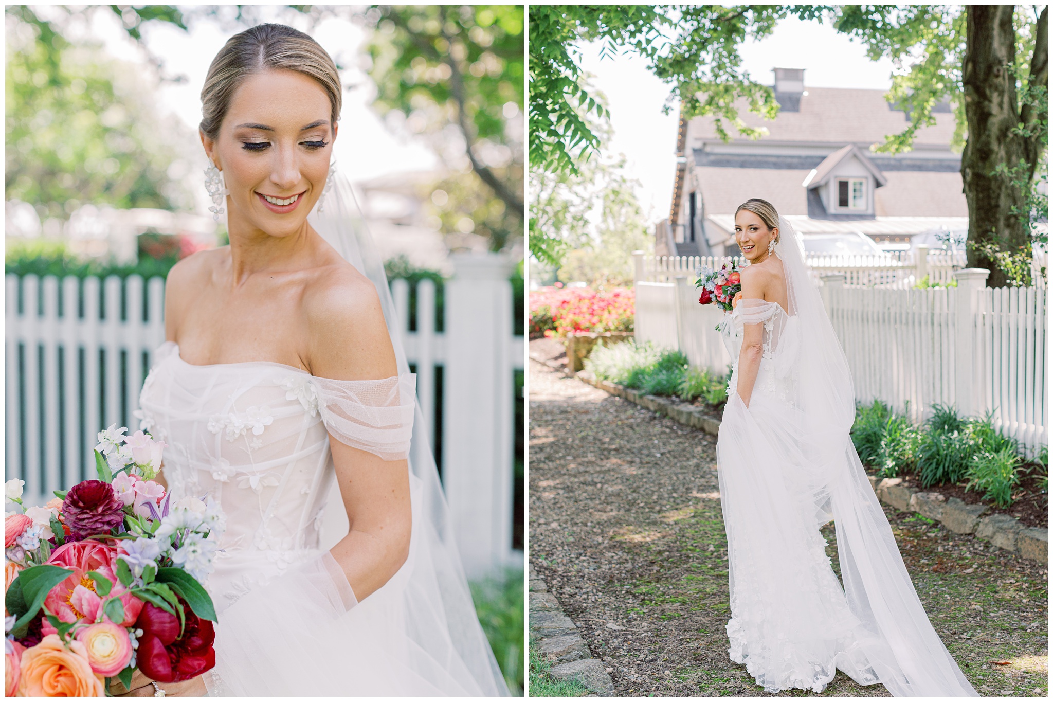 Spring bridal portraits at Stone Tower Winery wedding