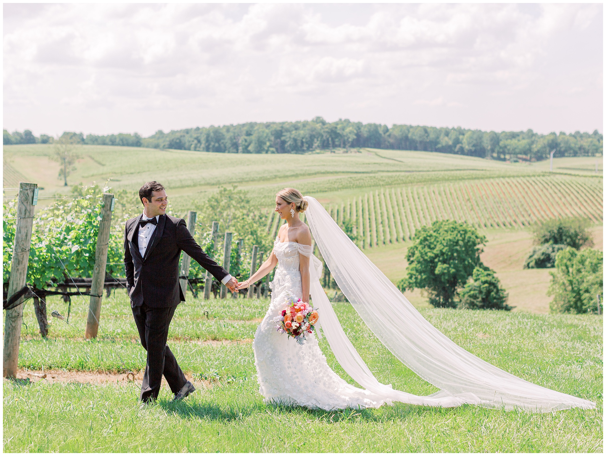 Spring Stone Tower Winery Wedding Bride and Groom Photo