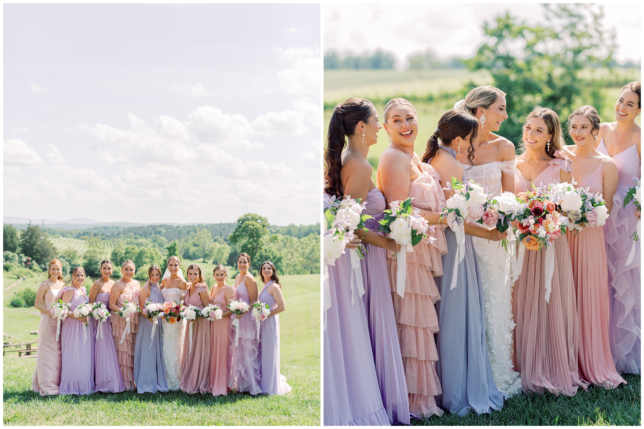 Spring Stone Tower Winery Wedding Bride and Bridesmaids photos