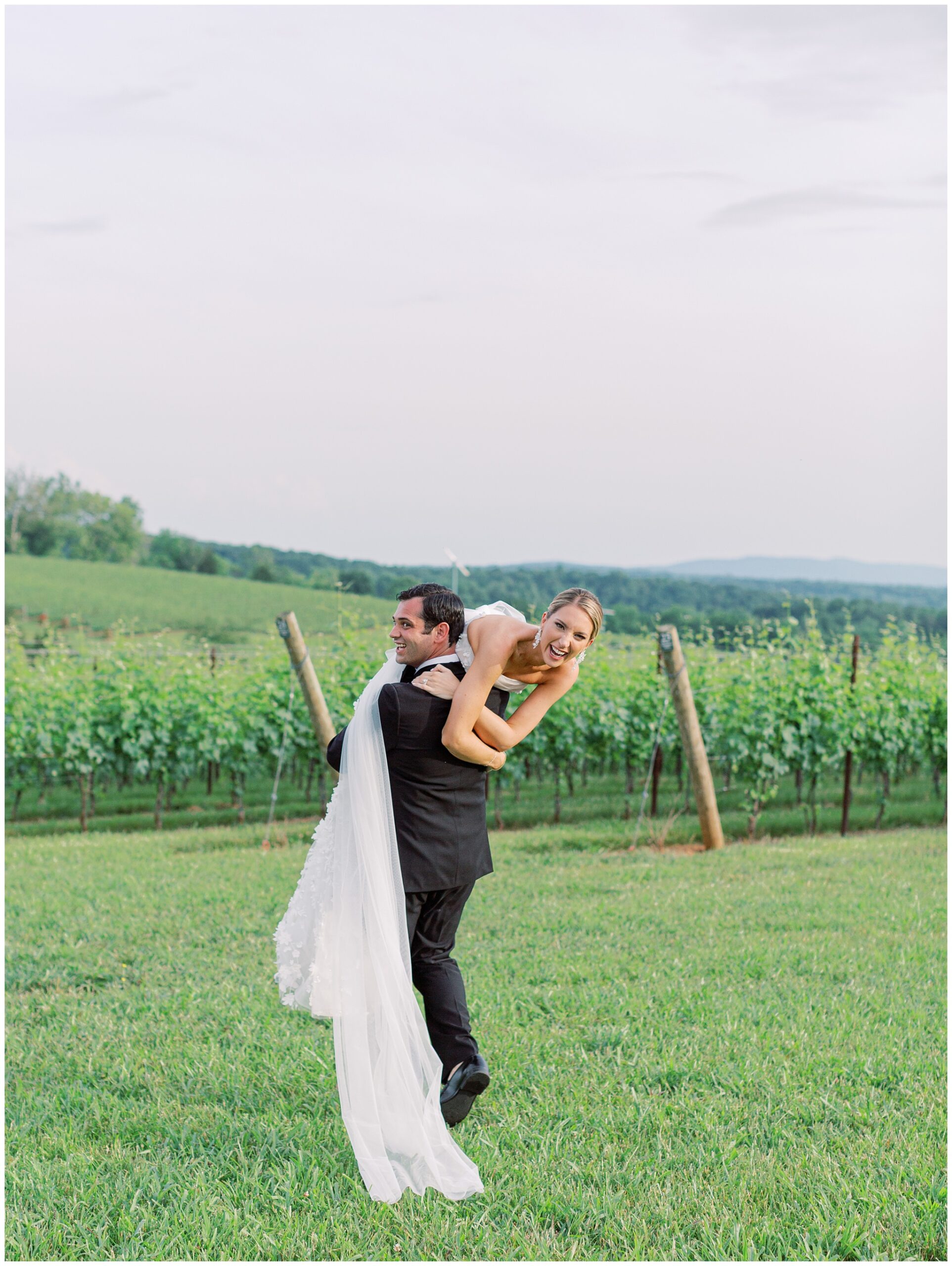 Bride and Groom portrait at spring Stone Tower Winery wedding