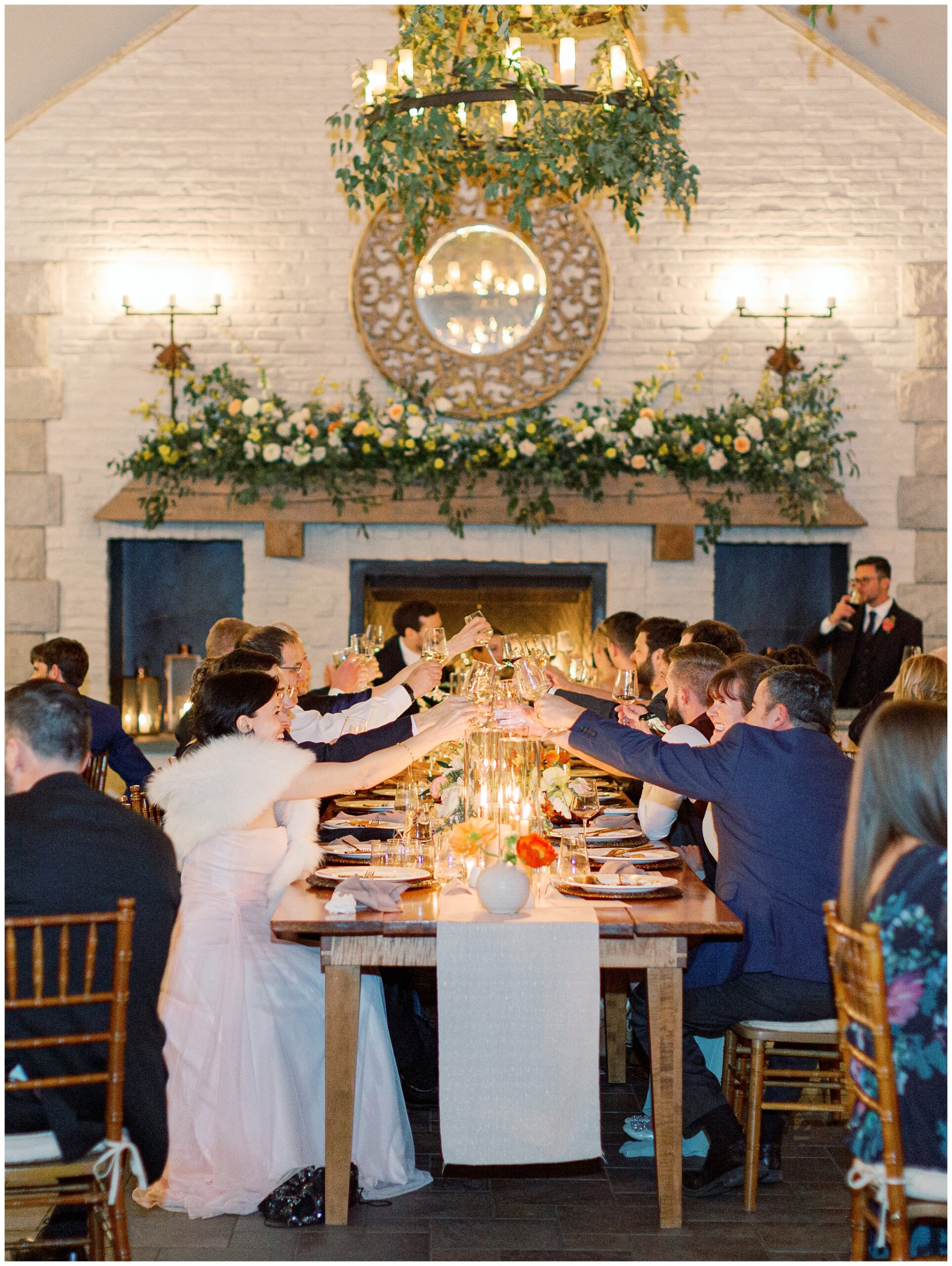 Guests cheering at Early Mountain Vineyards wedding reception