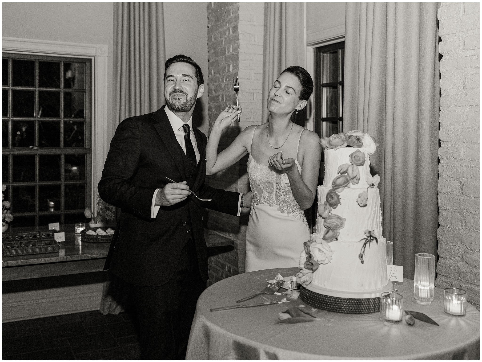 Bride and Groom cutting the cake