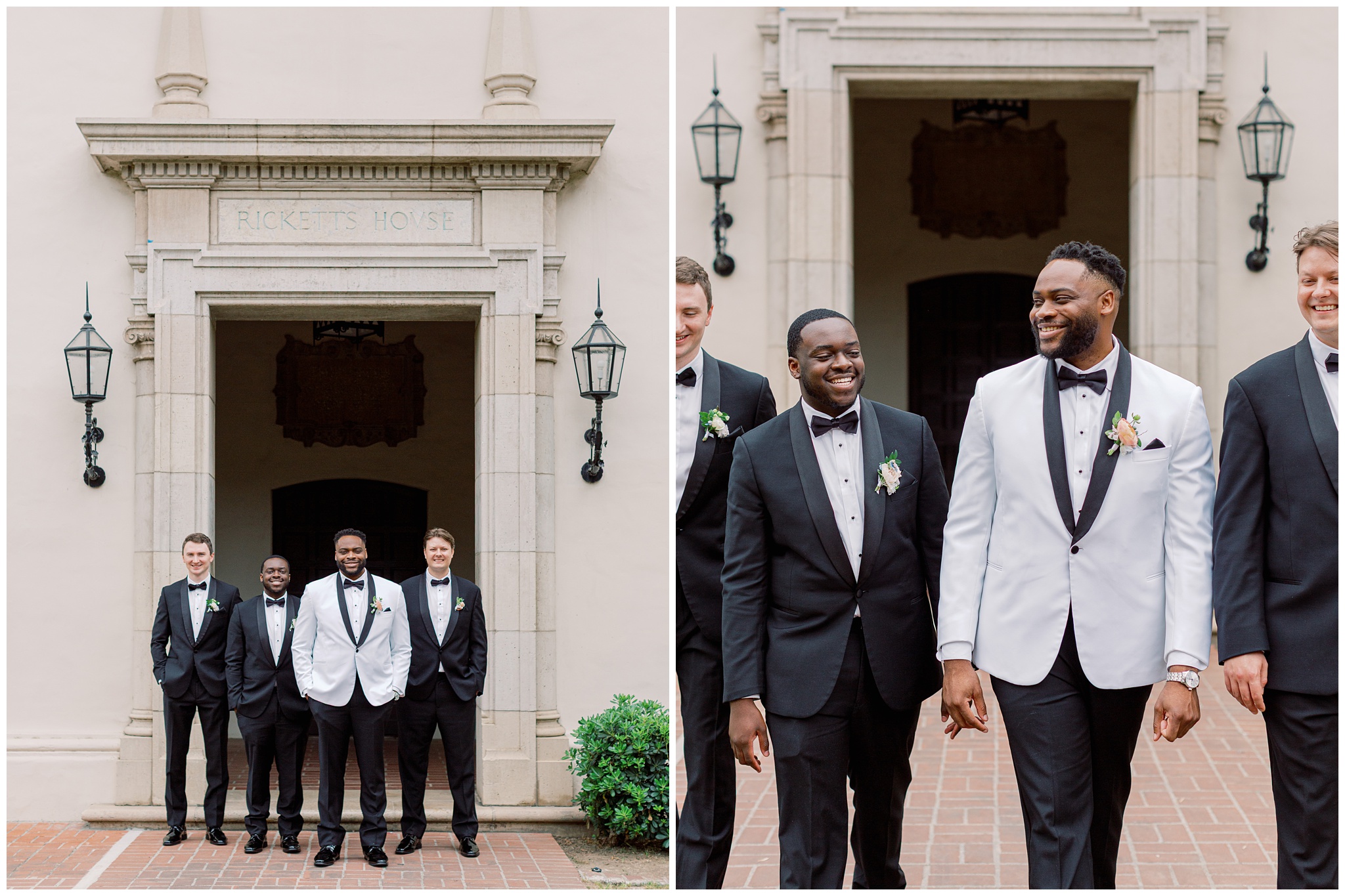Groom and groomsmen photos on Caltech campus