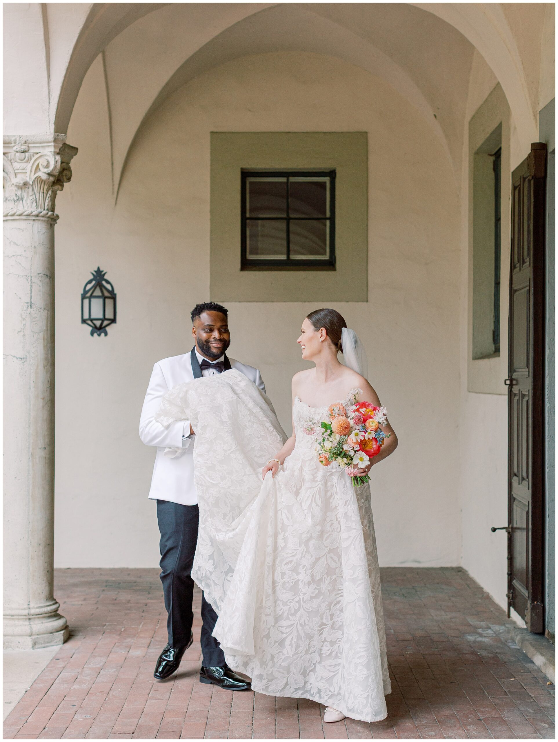 Bride and Groom portrait at Caltech Athenaeum wedding