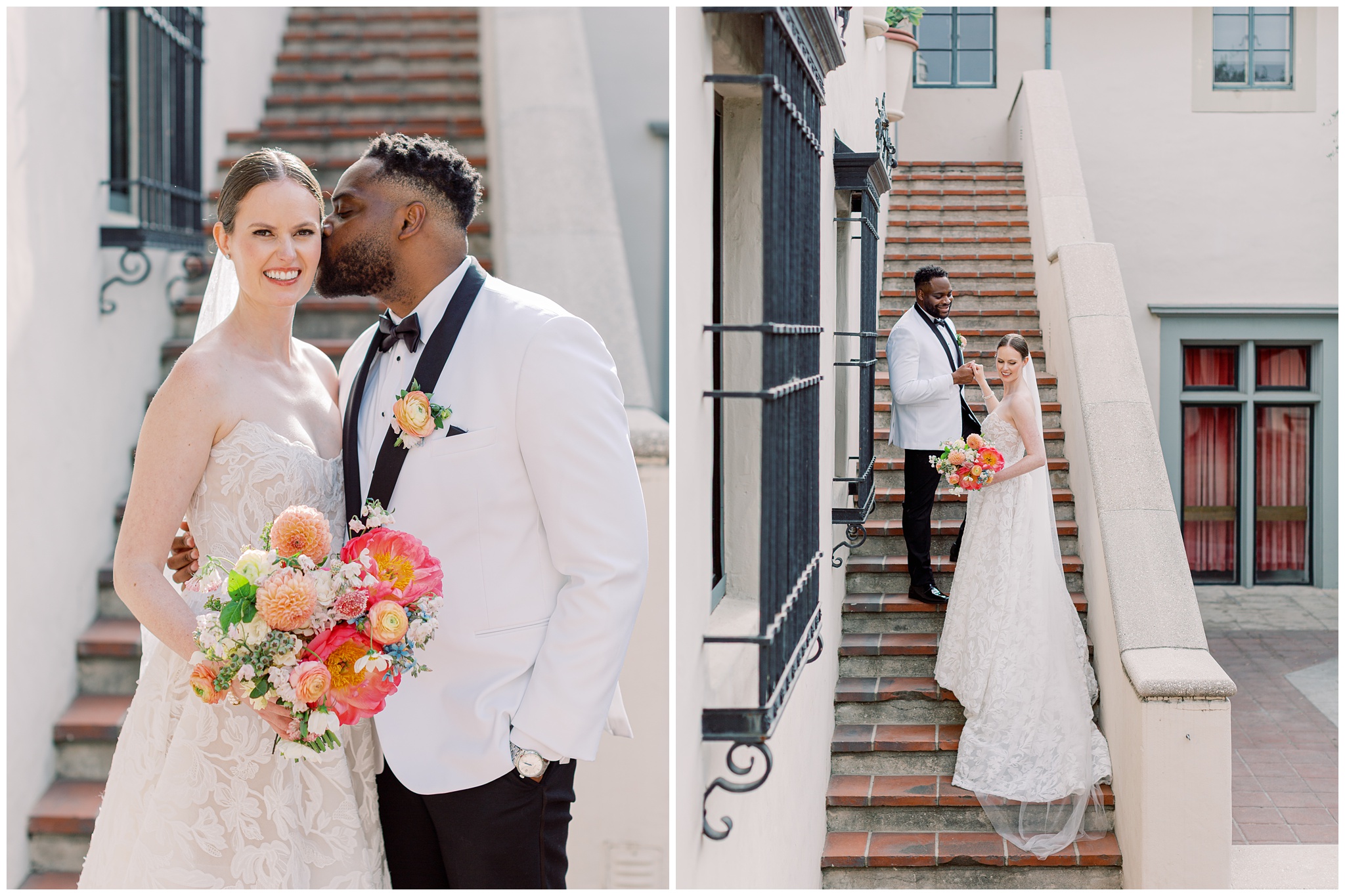 Bride and Groom portraits at Caltech Athenaeum wedding
