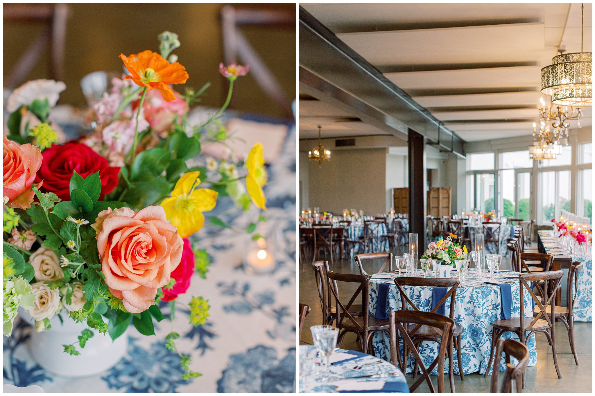 Colorful reception details at Stone Tower Winery wedding