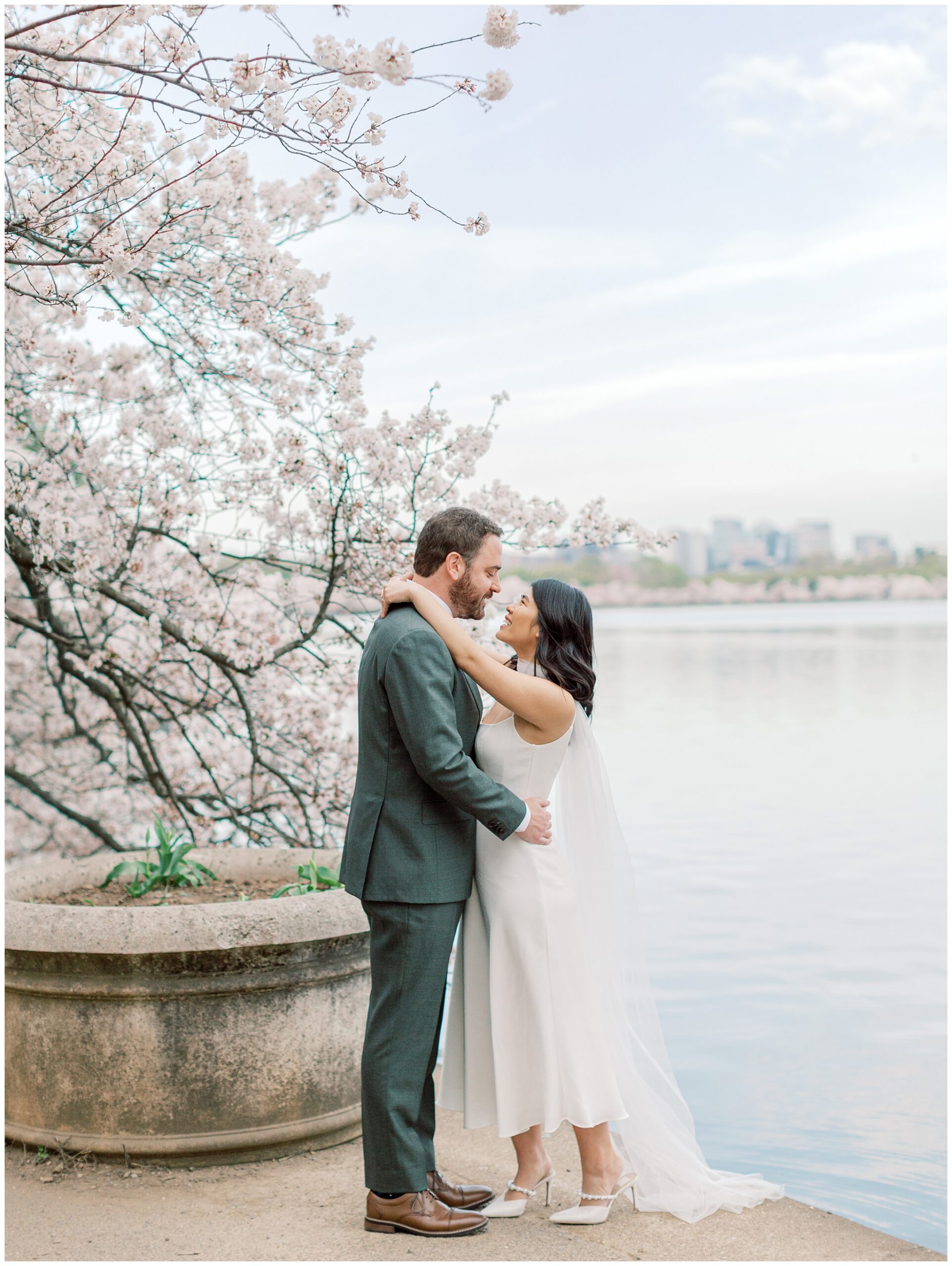 Washington DC cherry blossom engagement session at the Tidal Basin