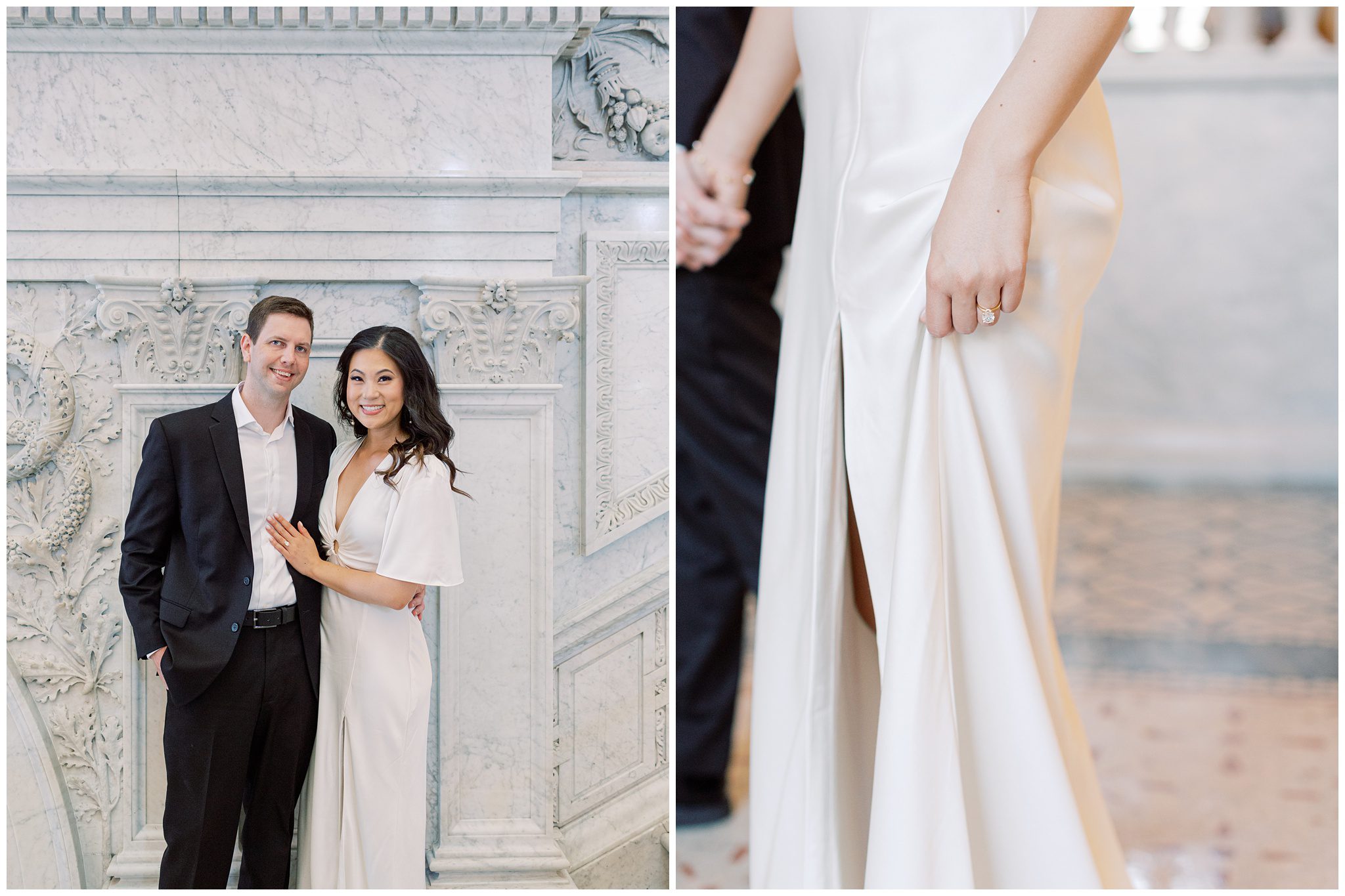 Timeless black and white engagement look in Washington DC
