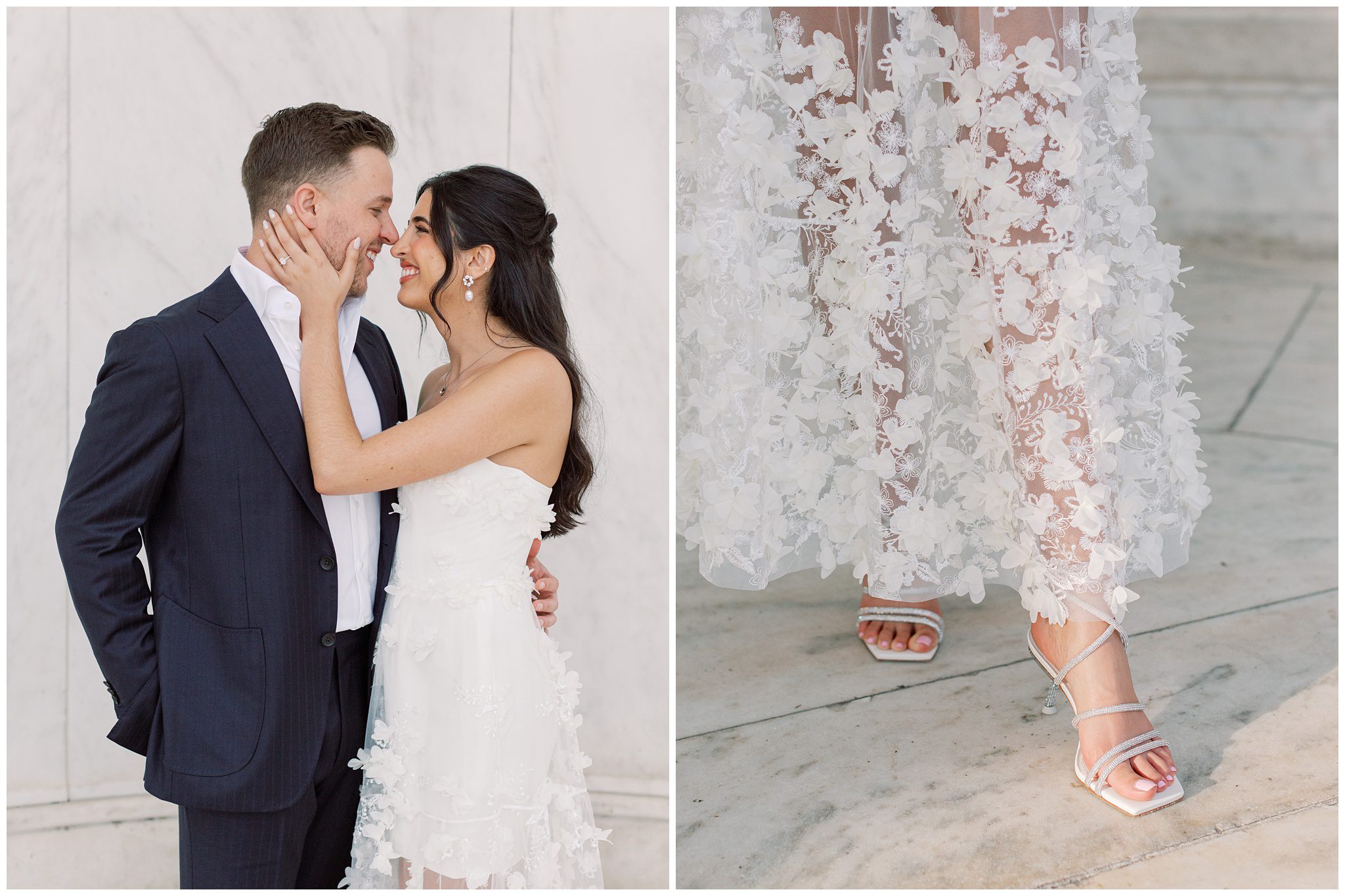 Elegant engagement portraits at the Jefferson Memorial in DC