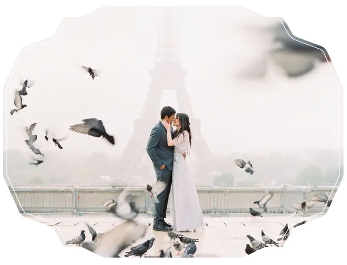 Portrait of DC wedding photographer Molly with her husband in Paris