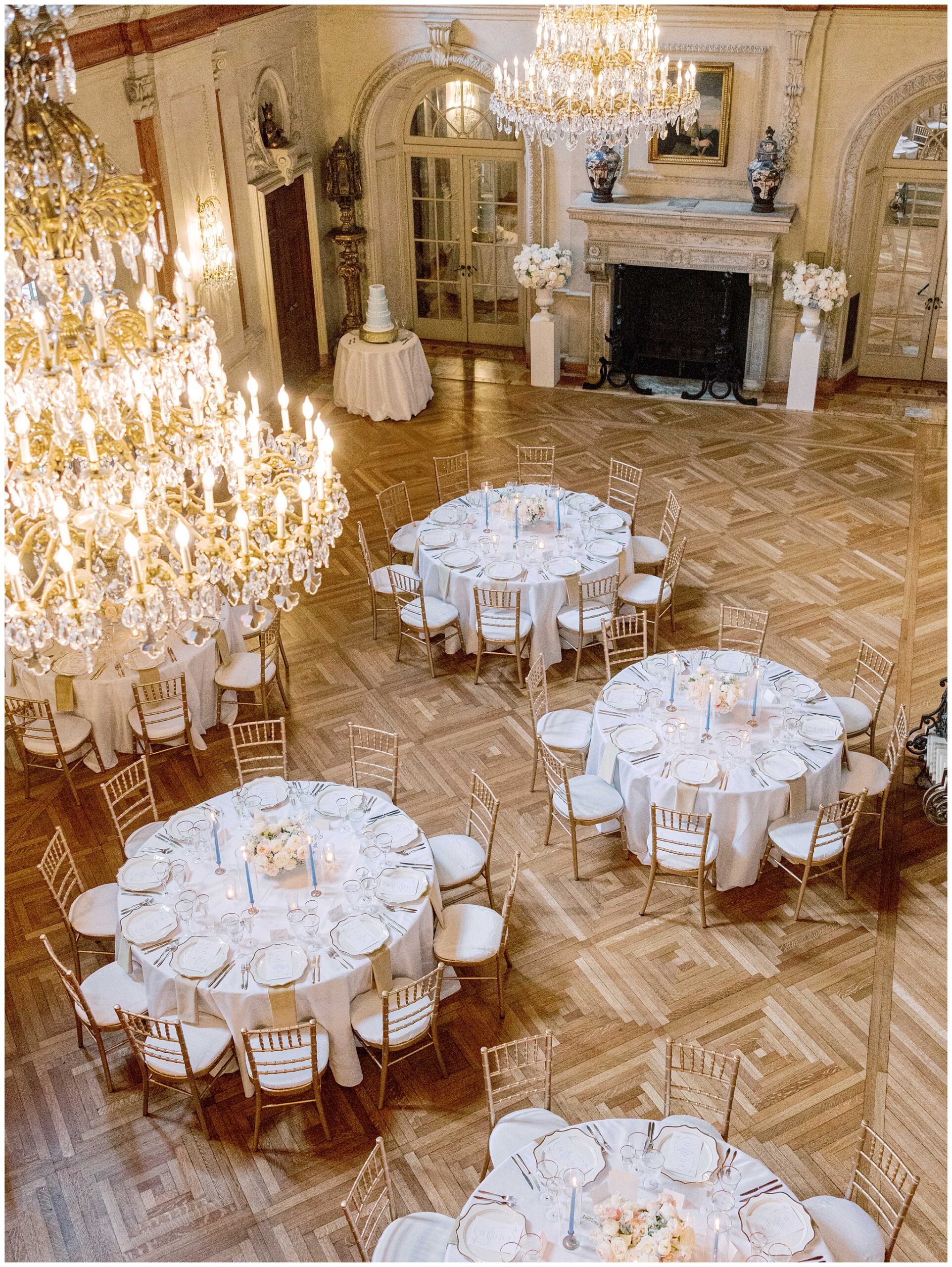 Ballroom reception setup at Anderson House