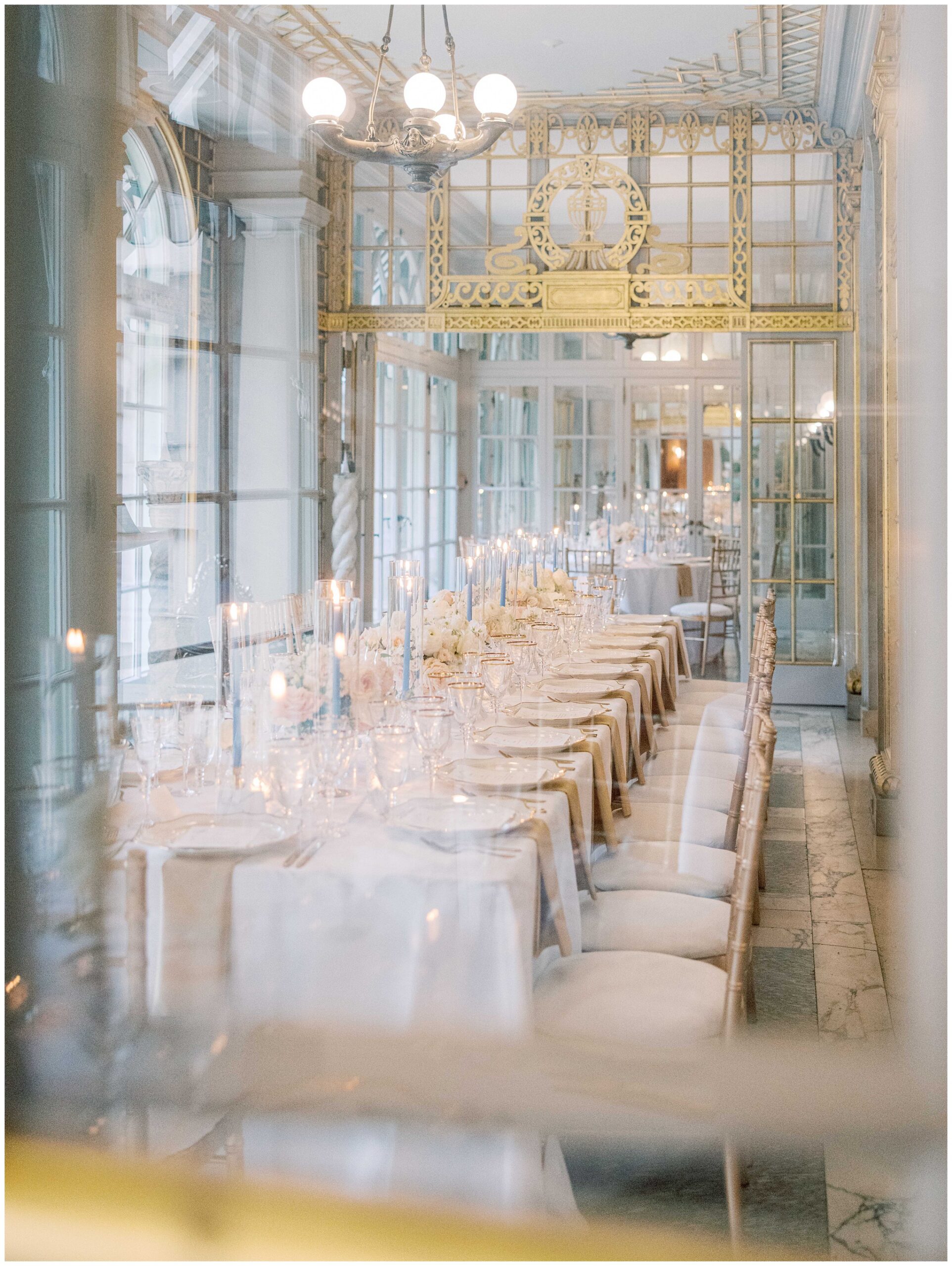 Elegant tablescape in the Winter Garden at Anderson House