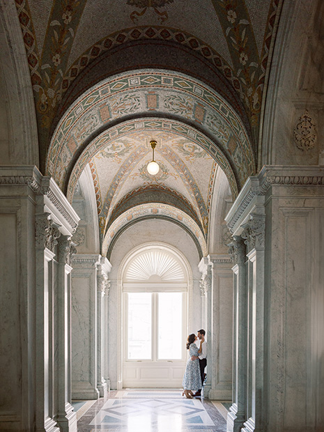 Engagement photo taken at the Library of Congress in Washington DC
